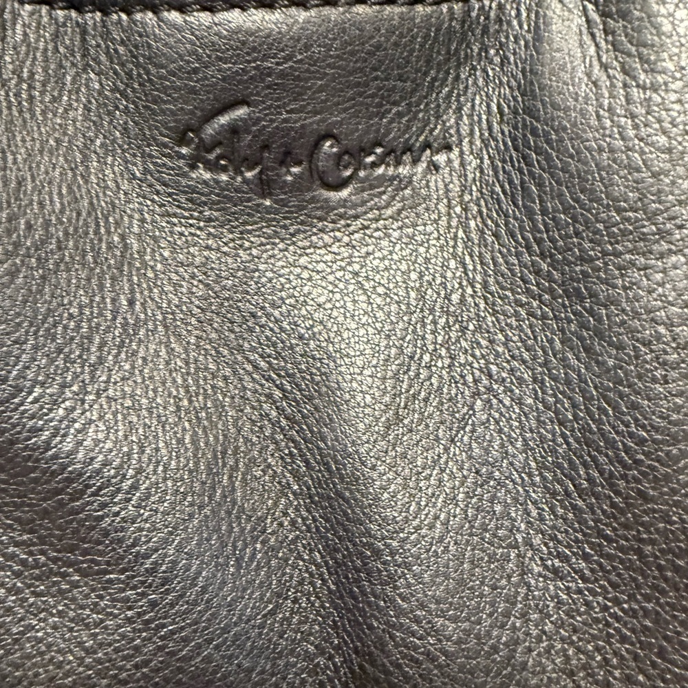Foley + Corinna Black Leather Large Tote Bag Silver Hardware Brown Accents EUC - Picture 4 of 14